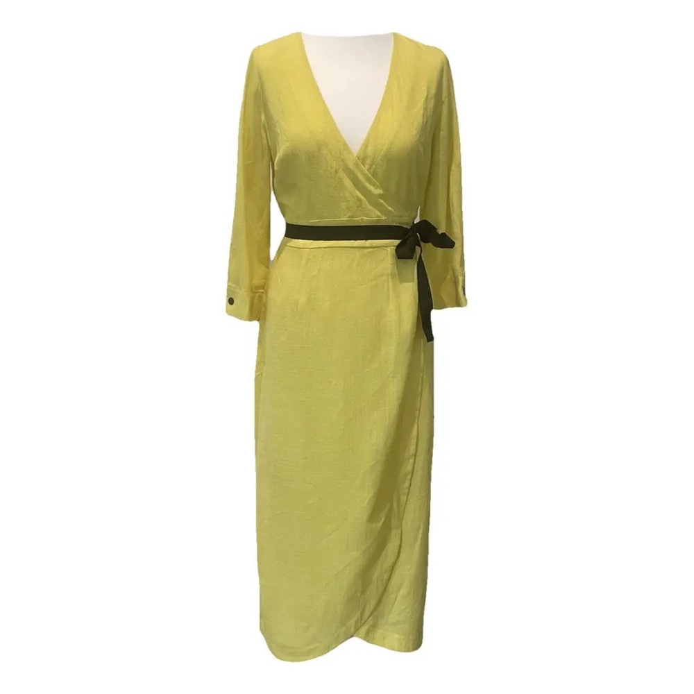 Cefinn midi wrap dress - lemon yellow
